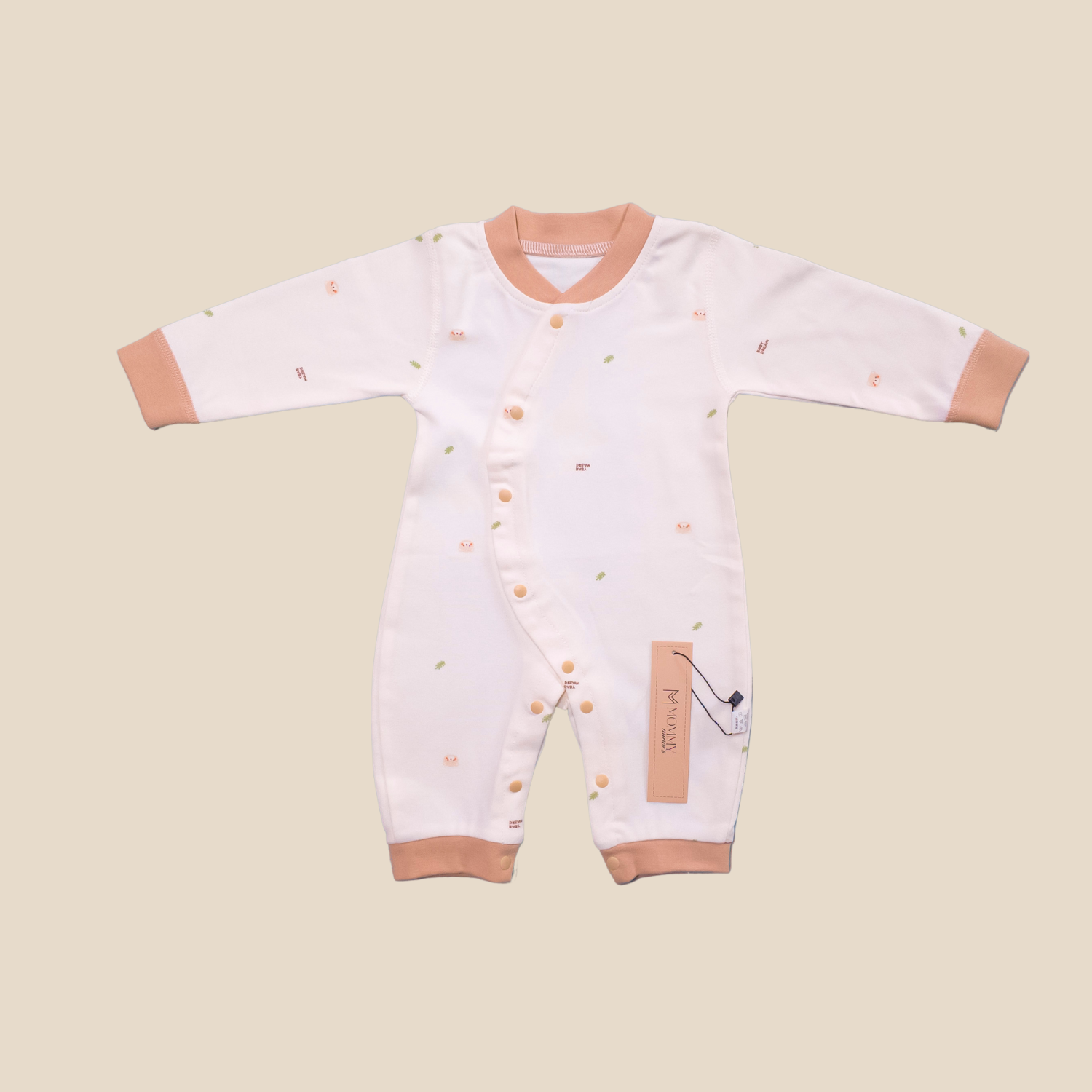 Beige & Brown Soft Cotton Baby Romper